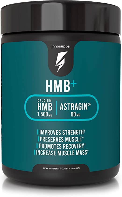 Inno Supps HMB  1500mg HMB (Beta-Hydroxy Methylbutyrate) & 50mg Astragin, Enhanced Absorption Per Serving, Preserves Muscle, Promotes Recovery, Increase Muscle Mass, Gluten Free - 100 Veggie Capsules
