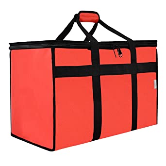 Butterfly Department Insulated Food Delivery Bag - 23x14x15 inches - Water-Resistant Interior - Ideal for Commercial Catering - Reusable Grocery Bag - Professional and Heavy-Duty - XXL - Red