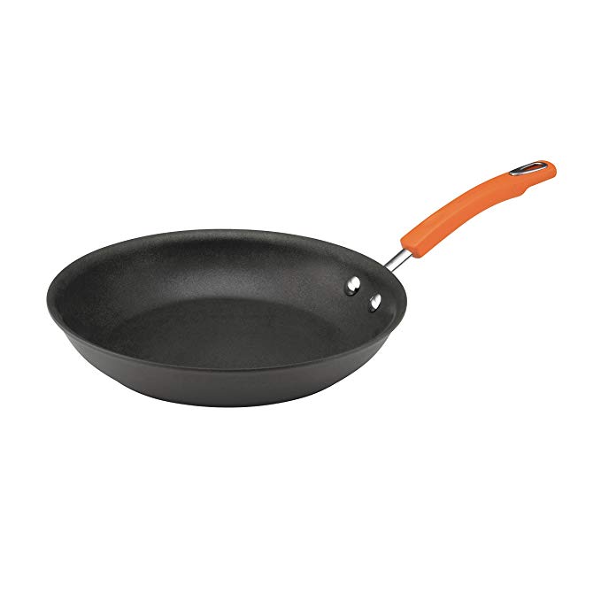 Rachael Ray Hard-Anodized  Nonstick 12.5-Inch Skillet, Gray with Orange Handle