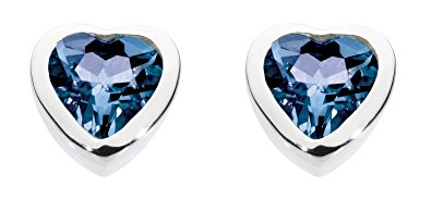 Dew Women's Sterling Silver and Stone Heart Stud Earrings