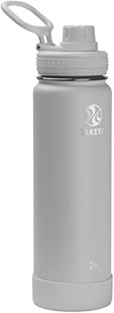 Takeya Actives Insulated Stainless Steel Water Bottle with Spout Lid, 24 oz, Pebble