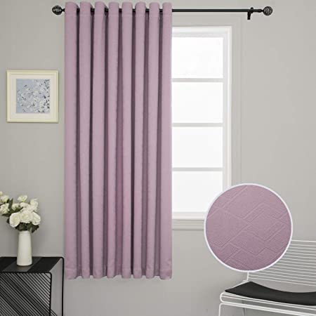 SimplyEasy Extra Wide Blackout Curtains for Sliding Patio Door Grommets Top Modern Geometric Pattern Room Darkening Draperies for Bedroom and Living Room, 1 Panel (100"x84", Pink)