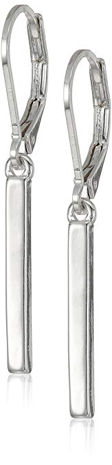 Chaps Women's Bar Drop Leverback Drop Earrings, Silver