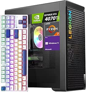 Lenovo Legion Pro Ryzen 7 RTX 4070 Ti Super Extreme Gaming Desktop, AMD Ryzen 7 7700, NVIDIA GeForce RTX 4070 Ti Super, 32GB RAM, 2TB SSD, Win 11 Pro, with Machenike Mechanical Keyboard Bundle