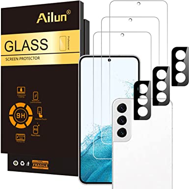 Ailun Glass Screen Protector for Galaxy S22 5G [6.1 Inch Display] 3Pack   3Pack Camera Lens Tempered Glass Fingerprint Unlock Compatible 0.25mm Clear Case Friendly [Not For S22 Ultra]