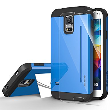 Galaxy S5 Case, OBLIQ [Skyline Pro][Blue]   Screen Shield - Premium Slim Tough Thin Armor Fit Bumper Smooth Finish Dual Layered Heavy Duty Hard Protection Cover for Samsung Galaxy S5