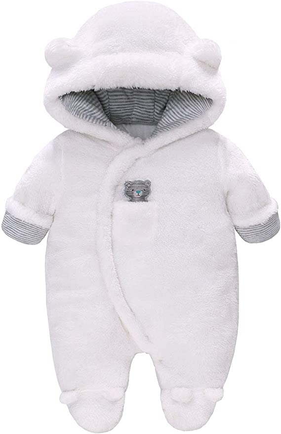 Baby Rompers Baby Winter Snowsuit, Boy and Girl One-Piece Suit with Hood, Toddler Outerwear Snowsuit Set Thick and Warm