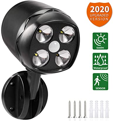 【2020 Upgraded】Motion Sensor Light Outdoor, CrazyFire IP65 Waterproof 600lm Super Bright Security Light Battery Powered, Flexible Battery Operated Outdoor Lights for Garden, Driveway, Patio, Entrance
