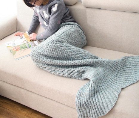 Casofu® Blue Mermaid Tail Blanket,Kids Thick Mermaid Tail Blanket Snuggle Mermaid