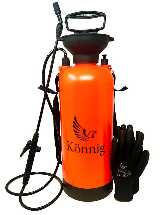 Könnig 1.85 Gallons/7L Lawn, Yard and Garden Pressure Sprayer For Chemicals, Fertilizer, Herbicides and Pesticides with FREE Pair of Garden Gloves