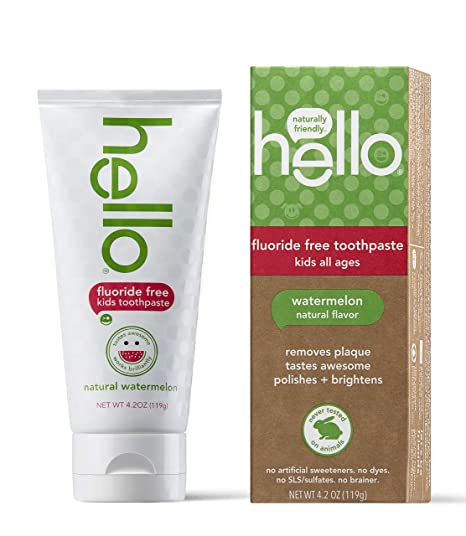 Hello Oral Care Kids Fluoride Free and SLS Free Toothpaste, Natural Watermelon, 4.2 Ounce