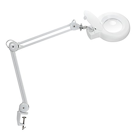 OxyLED M10 Ultra-Efficient Daylight Desk Clamp-Mount 90 SMD LED Spring-Arm Magnifying Lamp Magnifier