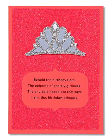 American Greetings Funny Tiara Birthday Card for Her with Glitter