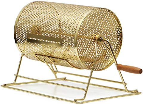 Yaheetech Brass Raffle Drum with Wooden Turning Handle - Spinning Lottery Casino Bingo Raffle Ticket Drum Box Holds 2,500 Tickets