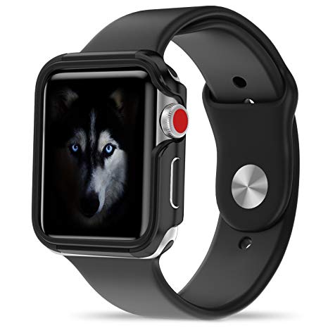 Zizo Shock Series Apple Watch 42mm Case - Military Grade Drop Tested with Metallic Bumper (Black & Black)