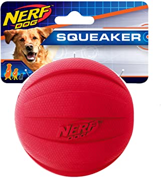 Nerf Dog Squeak Rubbber Ball Dog Toy, Medium/Large, Red