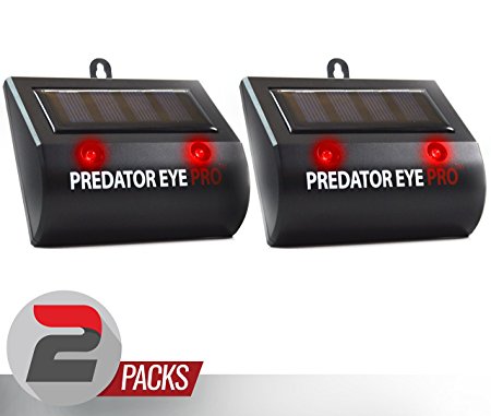 2 Pack - Aspectek Predator Eye Pro Night and Day Solar Animal Repeller, Animal Deterrent Light Night Guard Protects from Nocturnal Animals, Bird, , Raccoon, Owls, Wolves, Deer, Fox