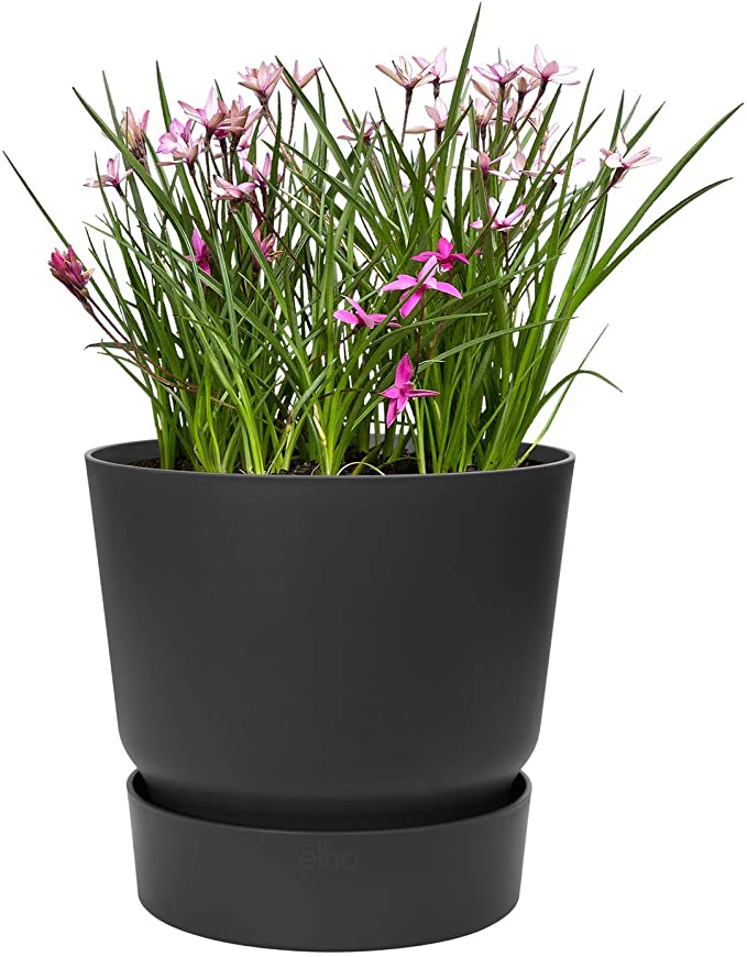 Elho Greenville Round 25 - Flowerpot - Living Black - Outdoor  - Ø 24.48 x H 23.31 cm