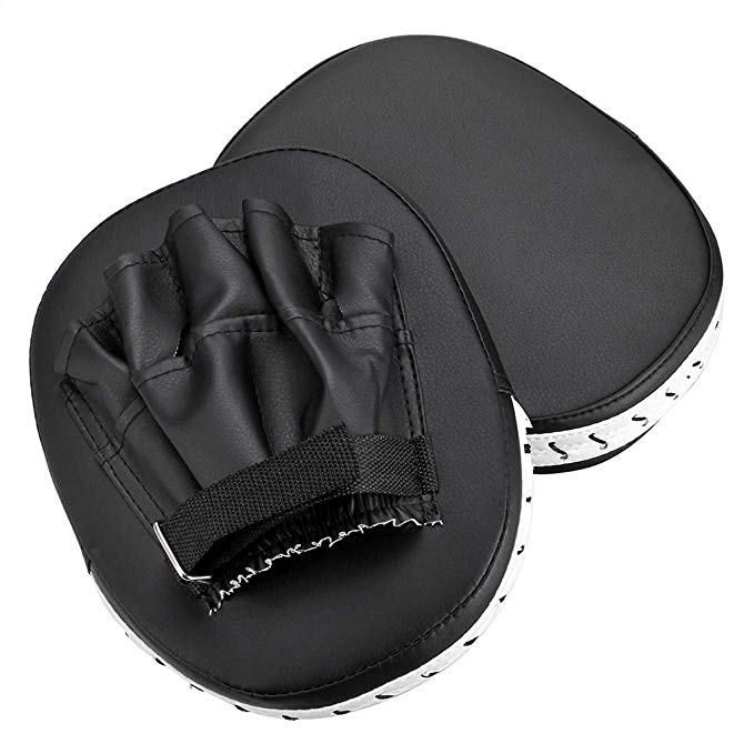 Hipiwe 2pcs MMA Focus Punch Mitts PU Leather Kicking Palm Pads Taekwondo Training Boxing Target Pad with Adjustable Strap