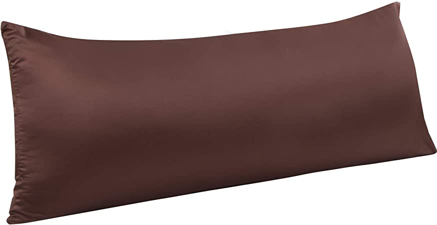 NTBAY Satin Body Pillow Cover, Body Pillowcases with Zipper Closure, Silky Soft and Luxury, for Adults Pregnant, Chocolate 20" x 54"