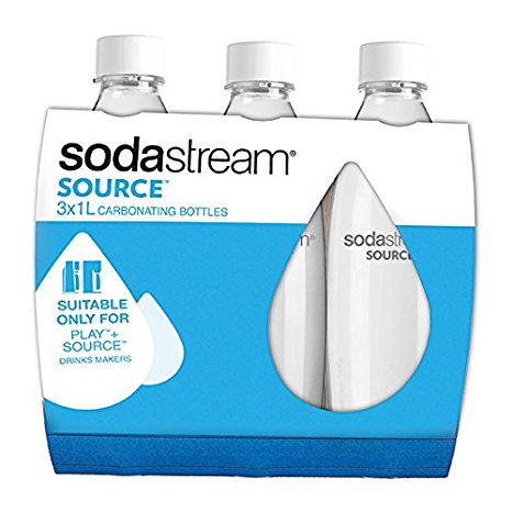 SodaStream 1-Litre Source Carbonating Bottles, 3-Pack, White
