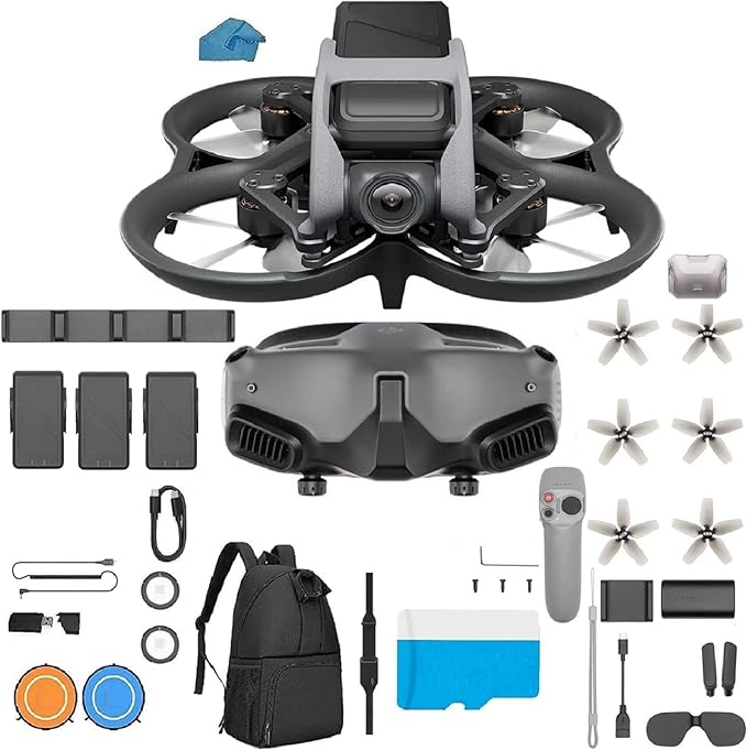 DJI Avata Pro-View Combo (DJI Goggles 2) - With RC Motion 2 Flymore Kit, 3 batteries First-Person View Drone UAV Quadcopter with 4K Stabilized Video, Built-in Propeller Guard, With 128gb Micro SD, Backpack, Landing Pad and More Bundle