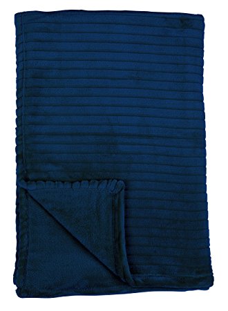 Family Pl Premium Ribbed Embossed Velvet Plush Ultra Soft Throw Blanket, 50 X 70 Inches (Sapphire)