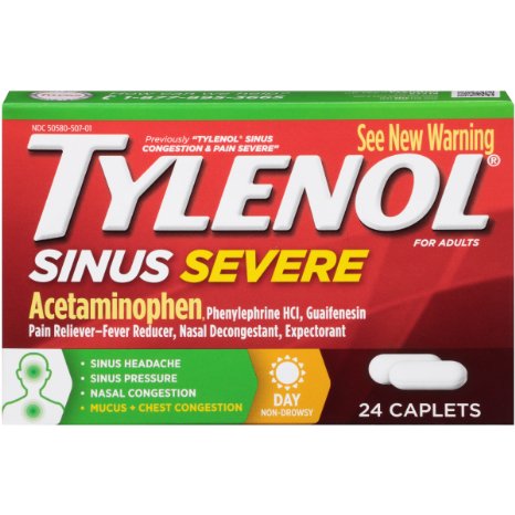 Tylenol Sinus Congestion Plus Pain Severe Daytime Non-Drowsy, 24 Count