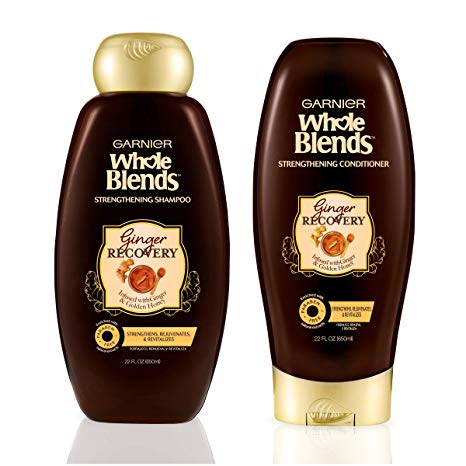 Garnier Hair Care Whole Blends Ginger Recovery Strengthening Shampoo and Conditioner with Ginger and Golden Honey Extracts, For Weak, Brittle Hair, Paraben Free 44 Fl Oz