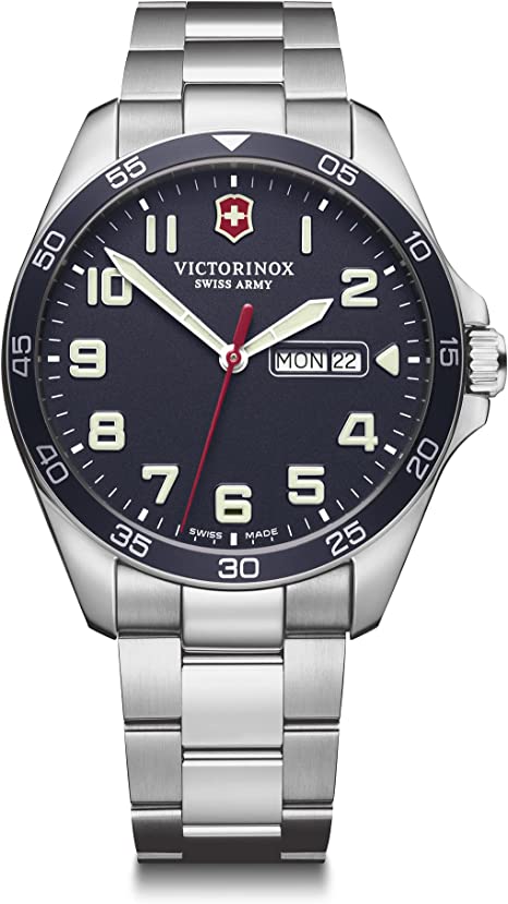 Victorinox Fieldforce Watch with Blue Dial and Silver Stainless Steel Strap