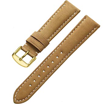 iStrap 18 19 20 21 22 24mm Genuine Calfskin Leather Watch Band Padded Strap Steel Spring Bar Buckle Super Soft(Six Color Choose)