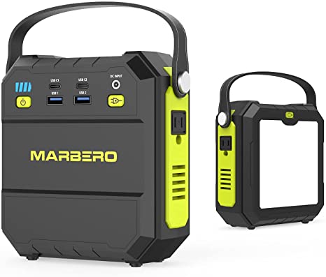 MARBERO Portable Power Station, 83Wh Solar Generator 22500mAh Camping Lithium Battery Emergency Power Station with AC Outlet 4 USB Ports, Power Supply with Super Bright Flashlight for Camping Outdoor Home (Green)