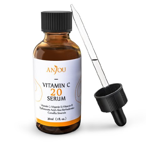 Anjou Vitamin C 20% Serum with Hyaluronate Acid, High-potency, Vitamin E, Vitamin B, Collagen Boosting & Anti-aging - 30ml / 1fl.oz.