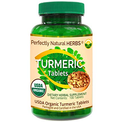 Organic Turmeric Tablets, 500 milligrams Each, 100 per Bottle