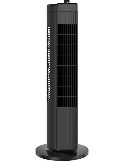 PELONIS FZ10-19MB Quiet Tower Fan, 3 Speeds，60° Oscillation for Home and Office, Black, 28-Inch