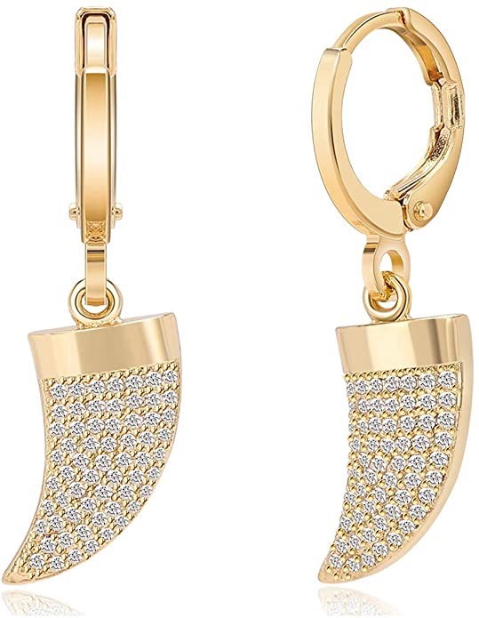 Small Dangle Hoop Earrings 14K Gold Plated Cubic Zirconia Boho Women Girls Huggie Earring Dainty Jewelry Gift