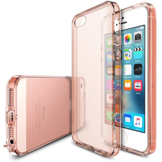 iPhone SE Case, Ringke [AIR] Extreme Lightweight Ultra-Thin Transparent Soft Flexible TPU Scratch Resistant Protective Case for Apple iPhone SE 2016 / 5S 2013 / 5 2012 - Rose Gold