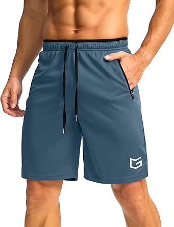 G Gradual Men's Gym Shorts wtih Zipper Pocket 9" Athletic Basketball Mesh Shorts for Men Workout Quick Dry Lightiweight