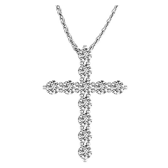 3/4-3 Carat Total Weight 14K White Gold Diamond Cross Value Collection