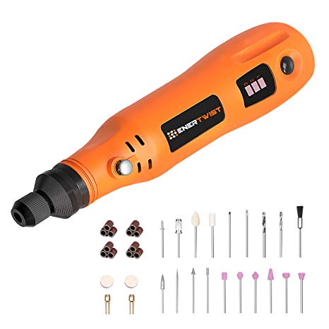 Enertwist 4V Max Cordless Rotary Tool Kit, 3-Speed Lithium-ion Battery Powered Mini Drill with 35-Pieces Accessories, USB Charging Cable, Collet Size 3/32" - Perfect for Small Light Jobs, ET-RT-4