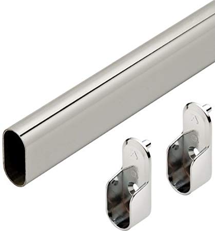Oval Closet Rod with End Supports - 36in, Chrome