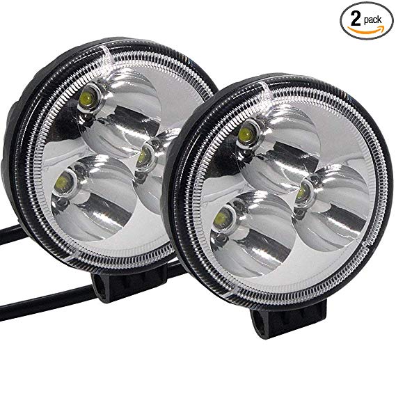 LED Lights Spot Beam Auxiliary Front Headlights 3" 9W Round Fog Work Driving Lights Waterproof for Motorcycle, E-Bike, Off Road, Trucks, Jeep, ATV, UTV, Tractors, Boat (Pack of 2)