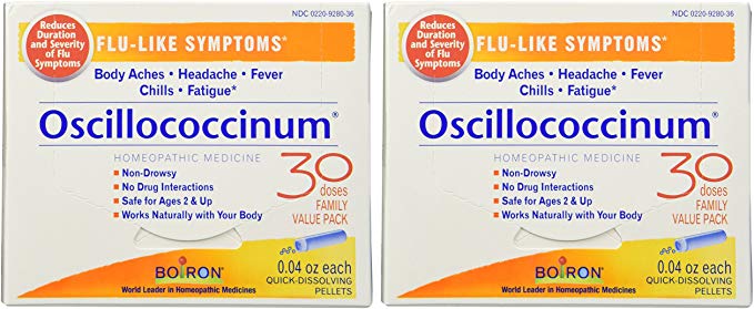 Boiron Oscillococcinum for Flu-like Symptoms Pellets, 30 Count (2 Pack)