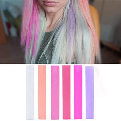 Pink Lilac Ombre Hair Dye Set | 6 Shades of Pink and Lilac Ombre hair Color | PASTEL BUBBLEGUM PINK Vibrant Hair Dye | With Shades of Pink, Salmon and Lilac Set of 6 Vibrant Hair Chalk | Color your Hair Pink Ombre in seconds with temporary HairChalk