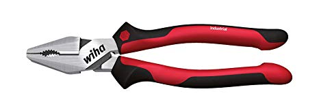 Wiha Z02022502SB High-Leverage Combination Plier Industrial with Dynamic Joint/OptiGrip, Red/Black, 225 mm