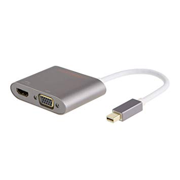 Mini DisplayPort to HDMI VGA Adapter, CableCreation 2 in 1 Mini DP (Thunderbolt) to HDMI VGA Converter Compatible MacBook, MacBook Pro, iMac, MacBook Air, Mac Mini, Surface Pro etc Space Gray