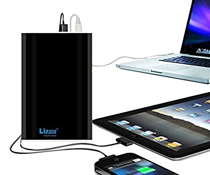 Lizone 50000mAH Extra Pro External Battery Charger for Apple MacBook, MacBook Pro, MacBook Air, USB QC Charger for Apple New MacBook 12 iPad iPhone 6 6S Plus 5S 5C 5 4 Samsung HTC & More, Black