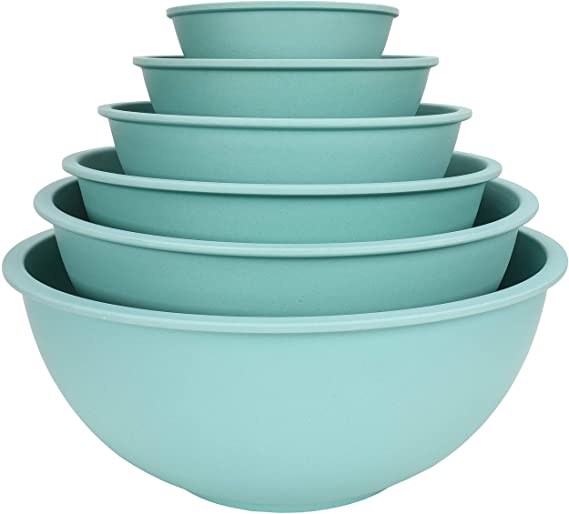 Chef Craft Eco Bamboo Fiber Mixing Bowl Set, 6 pieces, Teal