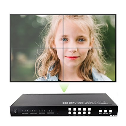 J-Tech Digital ProAV Series Seamless 4x4 HDMI Matrix Switch HDMI Matrix Selector Switcher with Four Picture Multiviewer 2x2 Video Wall Controller