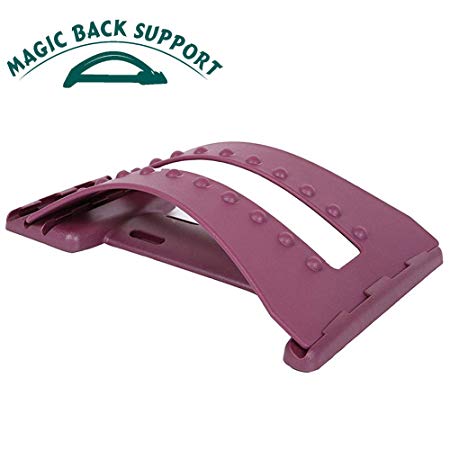 Magic Back Stretcher Lumbar Support Device Massager Posture Corrector for Upper and Lower Back Pain Relief -Purple